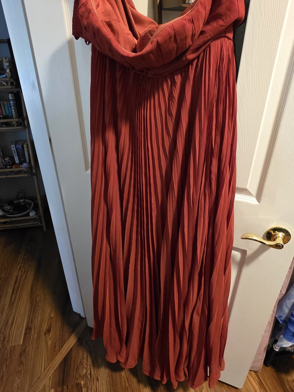 Red Pleated Gown